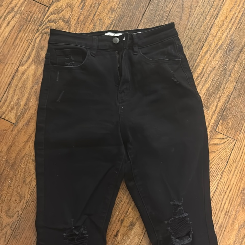 Kancan ultra high rise flare jeans.